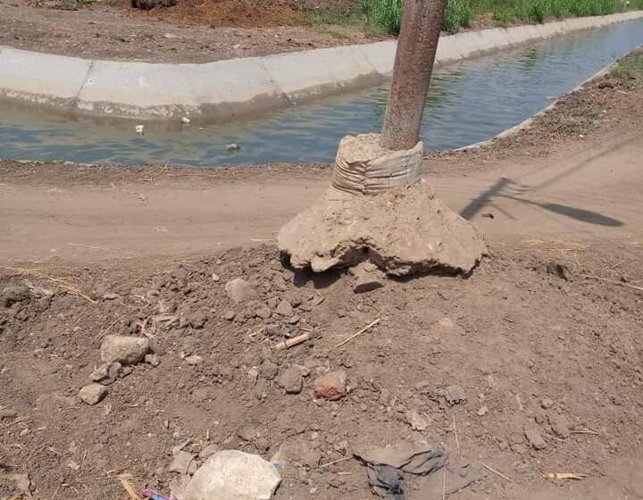  عمود مائل يهدد حياة أهالي عزبة المالكي بصان الحجر